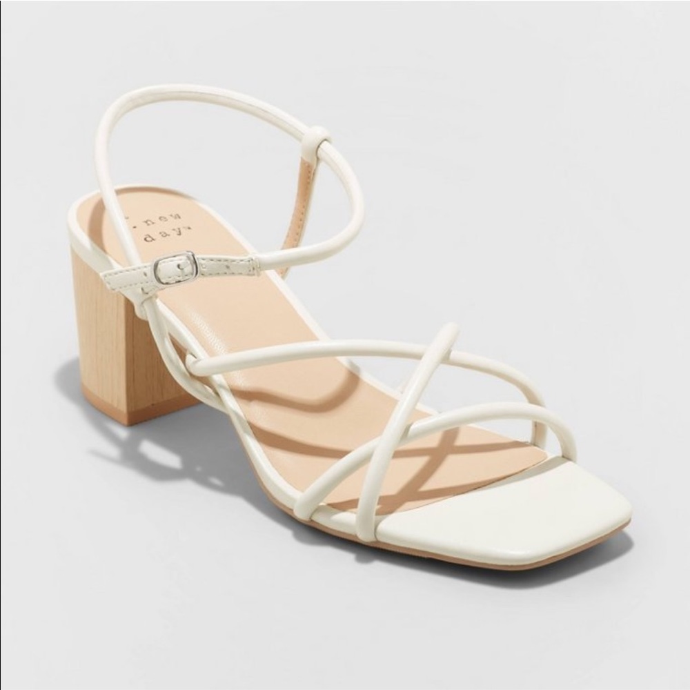 White strappy heels